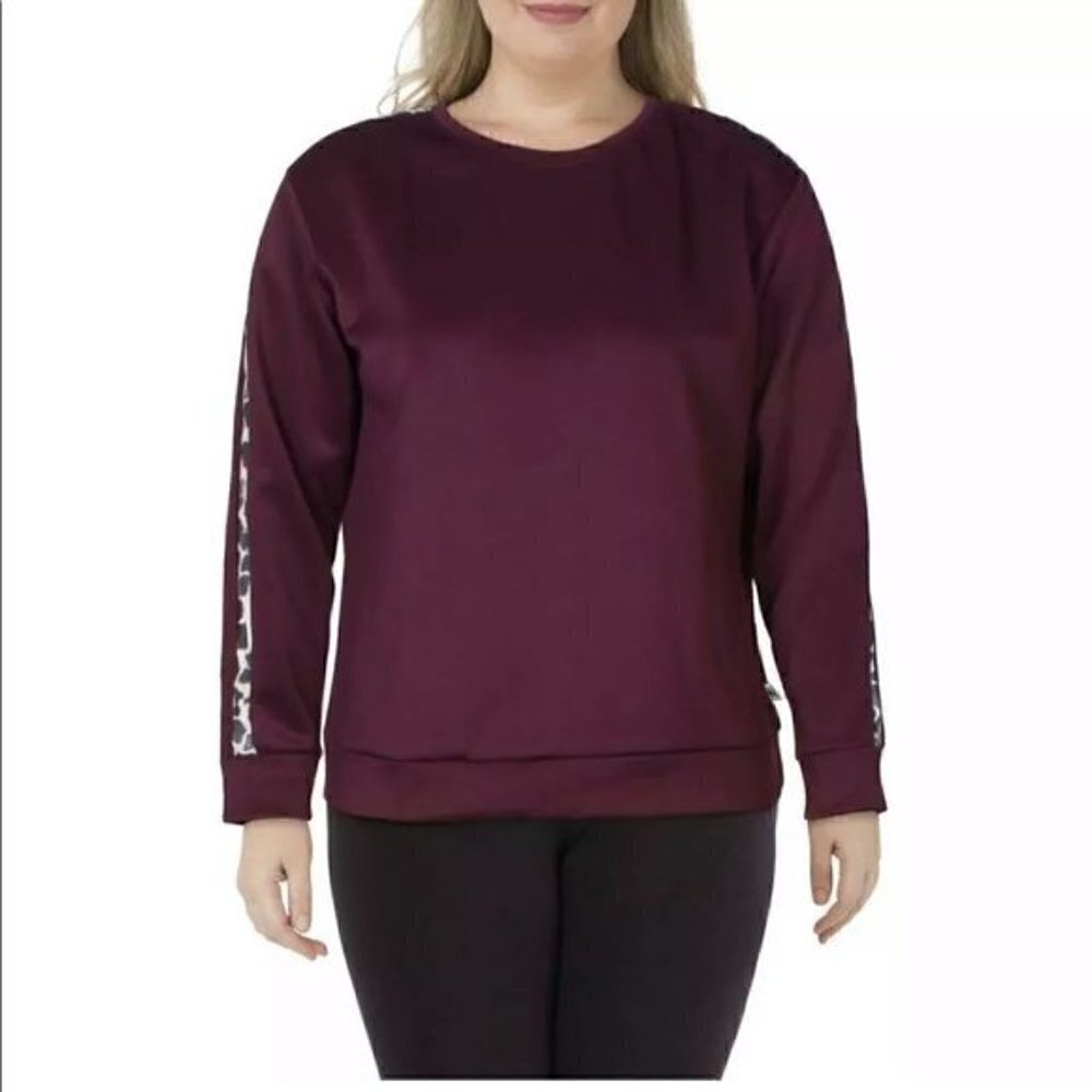 NWT Nicole Miller Sport Purple Activewear Athleisure Sweatshirt Arm Stripe S